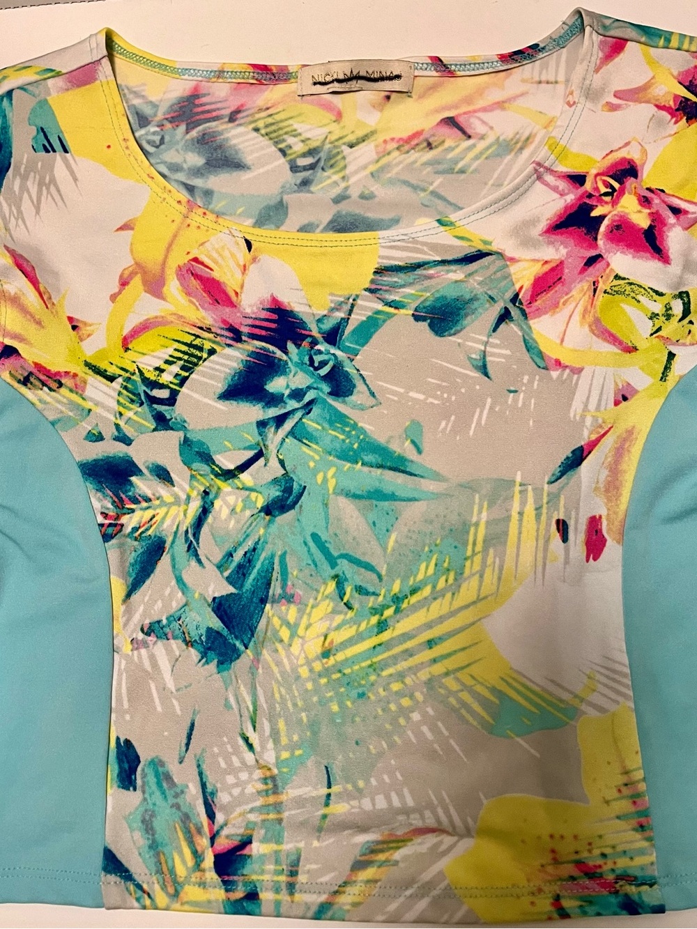 Nicki Minaj Floral Scoop Tank in Yellow Aqua Pink